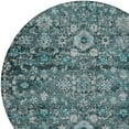 thumbnail image 4 of HomeRoots 580062 8 ft. Round Oriental Washable Indoor & Outdoor Area Rug, Dark Green, Aqua & Charcoal, 4 of 5