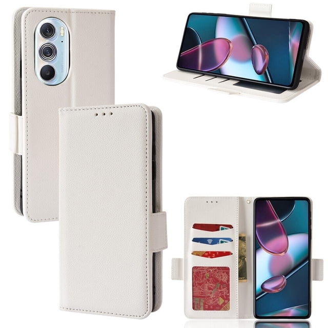 Motorola Edge 30 Pro Case , PU Leather Flip Cover Card Slots Magnetic Closure Wallet Case for Motorola Edge 30 Pro