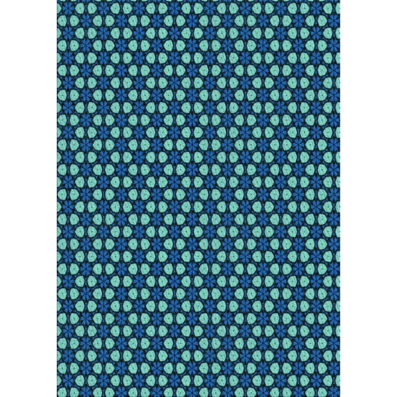 Ahgly Company Indoor Rectangle Patterned Dark Turquoise Green Area Rugs, 2' x 4'
