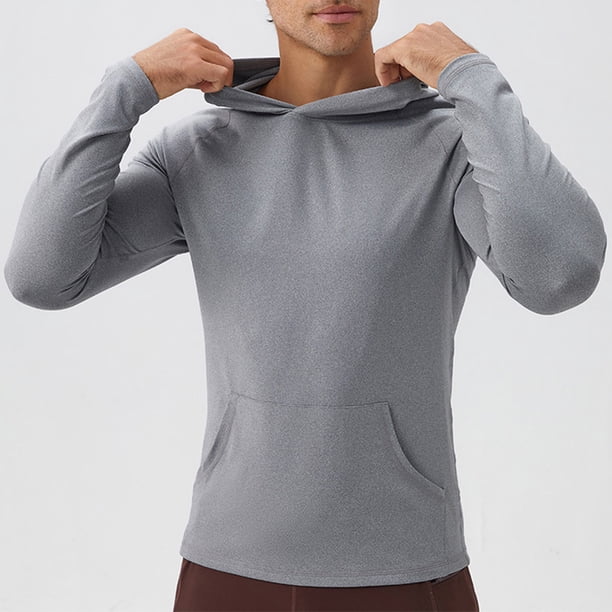 pstuiky camisas de manga larga para hombre, Sudadera deportiva de manga larga con capucha y secado rápido para hombre camisetas de hombre m