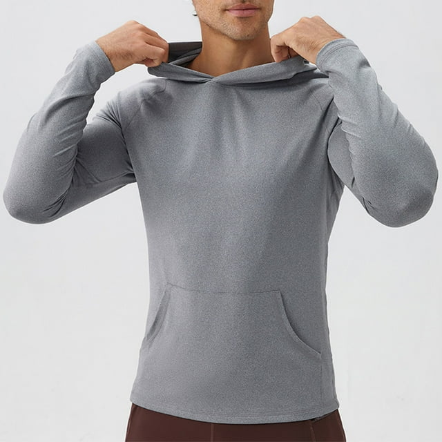 pstuiky camisa de manga larga para hombre, Sudadera deportiva de manga larga con capucha y secado rápido para hombre salir tops s