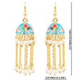 thumbnail image 2 of Efulgenz Indian Jewelry Bollywood Antique Faux Pearl Drop Floral Long Chain Tassel Jhumka Jhumki Hook Dangle Earrings Set, 2 of 4