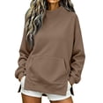 thumbnail image 2 of Basysin Sweatshirts For Women Side Slit Oversized Pullover Tops with Pocket | Long Sleeve Casual Sweatshirts Atheltic Workout Sweater Tops Fall Fashion, 2 of 5