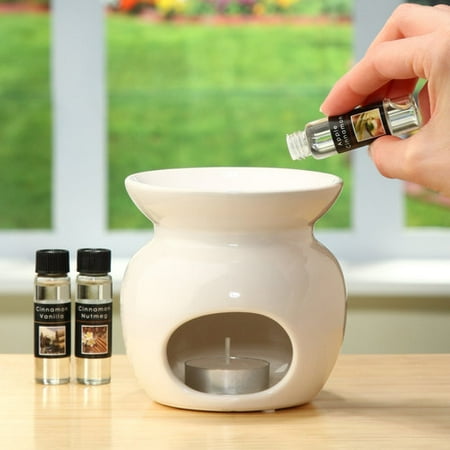 - Elegant Expressions by Hosley Ceramic Oil Warmer Gift Set, Apple Cinnamon