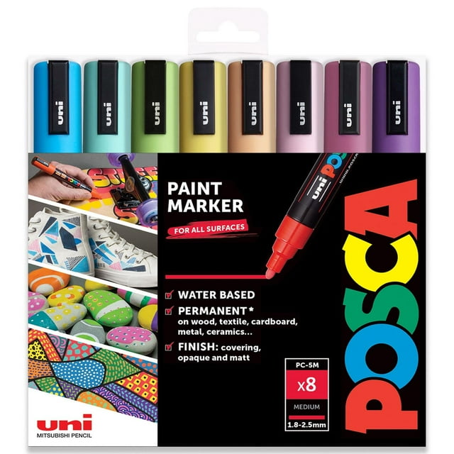 POSCA - PC-5M - Paint Marker Art Pens - 1.8-2.5mm - Spring Tones Set of 8 in Wallet
