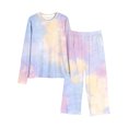 thumbnail image 4 of CPNG Girls Sleepwear Set Tie Dye Crewneck Long Sleeve Top and Matching Pants Soft Comfy Loungewear 2 Piece Set, 4 of 4