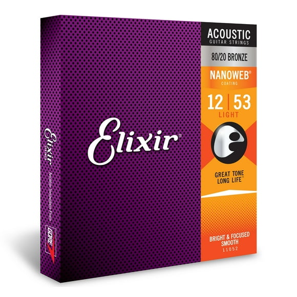 Cuerdas para guitarra acústica Elixir 80/20 Bronze NANOWEB