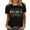 Black, variant on Women's Fashion Casual Round Neck Letter Printed Short Sleeve T Shirt Top