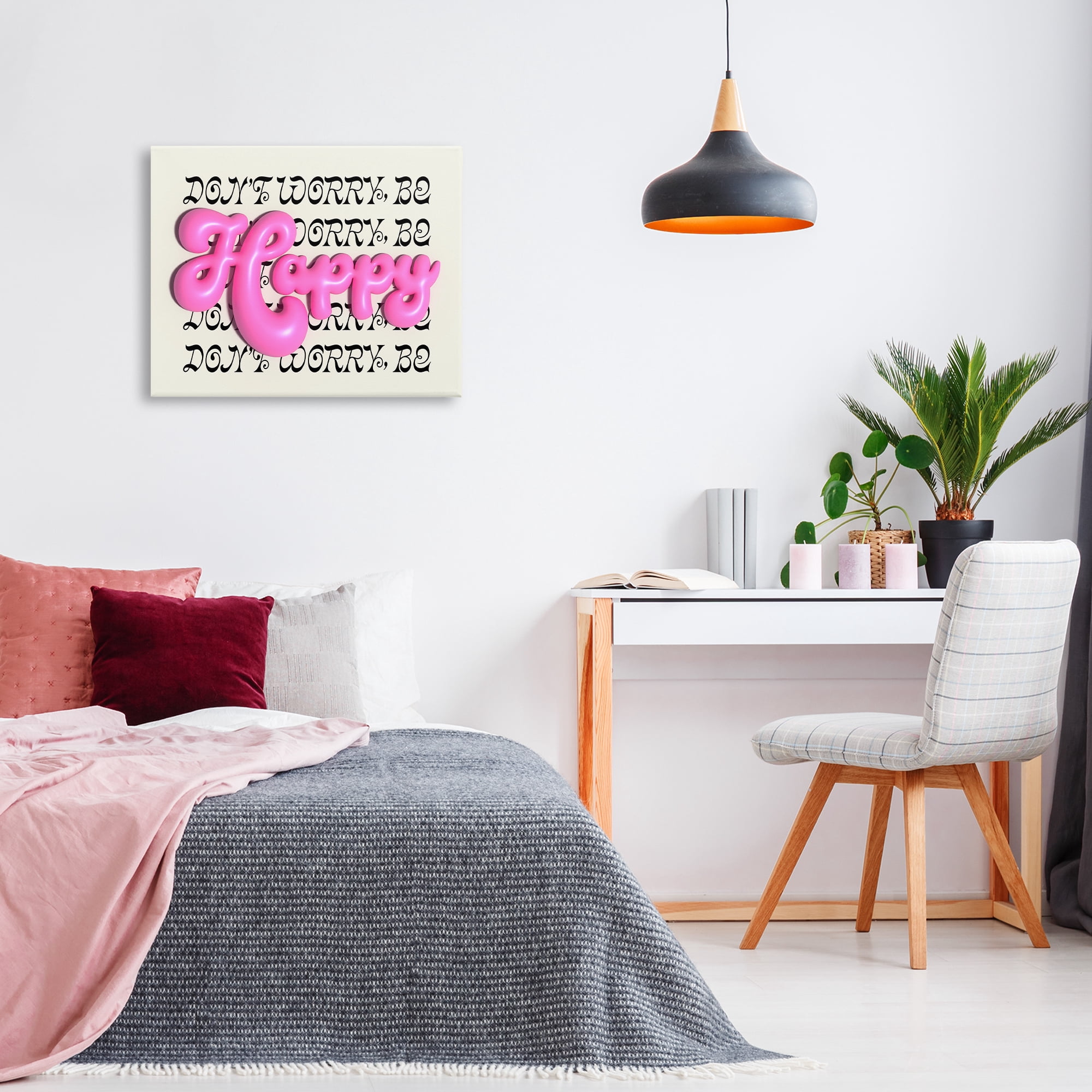 Stupell Industries Bubble Letters Happy Text & Numbers Painting Wrapped Canvas Art Print Wall Art, 30 x 24
