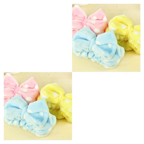 Minnieouse Precioso Grande Ducha Diadema Lazo Punto Rayas Tiras Ba?o Spa Maquillaje Azul 2piezas