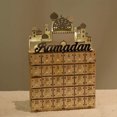 thumbnail image 3 of Naiovety Calendario de madera intrincadamente grabado para decoraciones de cuenta regresiva de Eid El calendario sirve como ambos Iluminación navideña, 3 of 6