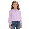 thumbnail image 1 of Crop Top Camisas de Manga Larga para las Mujeres Color Sólido Fleece Elástico de Manga Larga Puño Plegado Cuello Dulce Y Adorable Camisas de Niños para Niños Camisas de Manga Larga para Niños, 1 of 6