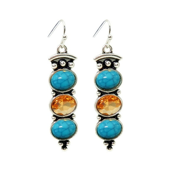WILLBEST Boho Wedding Engagement Earrings Drop Dangle Hooks with Turquoise Gemstone for Women Jewelry