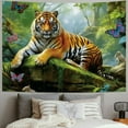 thumbnail image 2 of PRATYUS  Tiger Tapestry Tropical Rainforest Landscape King of the Forest Tiger Tapestry Forest Animal Theme Hanging Wall Decorated for Living Room Bedroom  60x50inch, 2 of 6