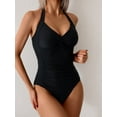 thumbnail image 6 of Women'S One Piece Swimsuit Halter Bathing Suit Ruched Tummy Control Swimsuits Push Up Swimwear Black XL, 6 of 9