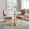 thumbnail image 1 of Modway Lippa 36" Round Faux Marble & Metal Dining Table in Gold and White, 1 of 8