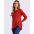 thumbnail image 2 of DARING DIVA Women's Casual Stretchy Tunic Asymmetric Hem Top M Red, 2 of 6