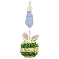 Unique Bargains 2 Pcs Solf Hand Towel 6" x 15"/7" x 7" Blue Pattern 1 Green