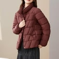 thumbnail image 4 of Down Jacket for Womens Solid Basic Thermal Coats Lounge Warm Long Sleeve Cotton-Padded Jacket Spring Outfits 2025 Pullover Fall Winter Clothes, 4 of 5