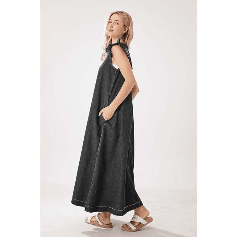 loose denim dress plus size Xadsfeel Womens Plus Size Denim Maxi Dress Long Sleeve Mock Neck Denim Shirt Dress Fall Flowy A Line Long Jean Dress, Blue, X-Small at Amazon Women's Clothing store