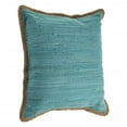 thumbnail image 4 of HomeRoots  20" X 20" Turquoise Blue And Tan 100% Cotton Zippered Pillow, 4 of 5