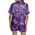 thumbnail image 6 of YDFCWXW Halloween Pajamas for Women Cute Fall Sets Spooky Pumpkin Shirt and Soft Silk Shorts 2 Piece Loungewear Sets 2025 Purple, L, 6 of 7