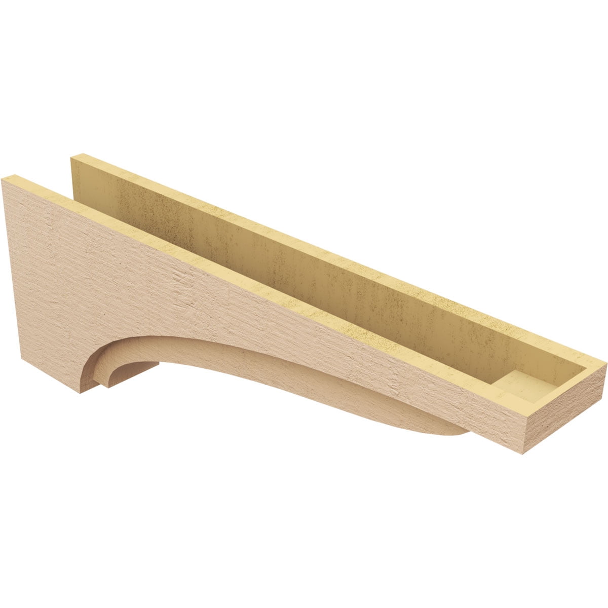 6"W x 36"D x 12"H Thin Helena Rough Cedar Woodgrain TimberThane Corbel, Primed Tan