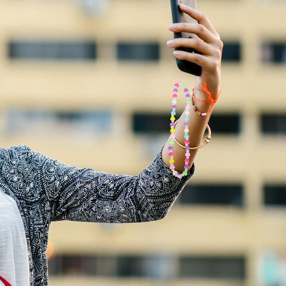 Stylish Colorful Beaded Phone Charms with Unique Hanging Chain and Smart Wrist Strap for Accessories