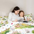 thumbnail image 4 of Castle Fairy Girls Watercolor Deer Hedgehog Squirrel Full Size Bedding Sets 7 Pieces,Dreamy Floral Animal Rabbit Full Size Bed in a Bag,Green Pink Cream,Reversible, 4 of 7