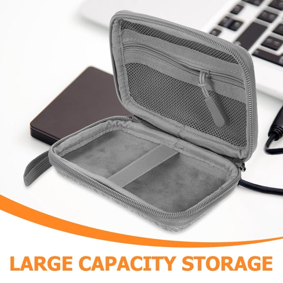HONMEET EVA Grey Hard Drive Storage Case, Shockproof Travel Organizer Bag for External Hard Drives and Accessories