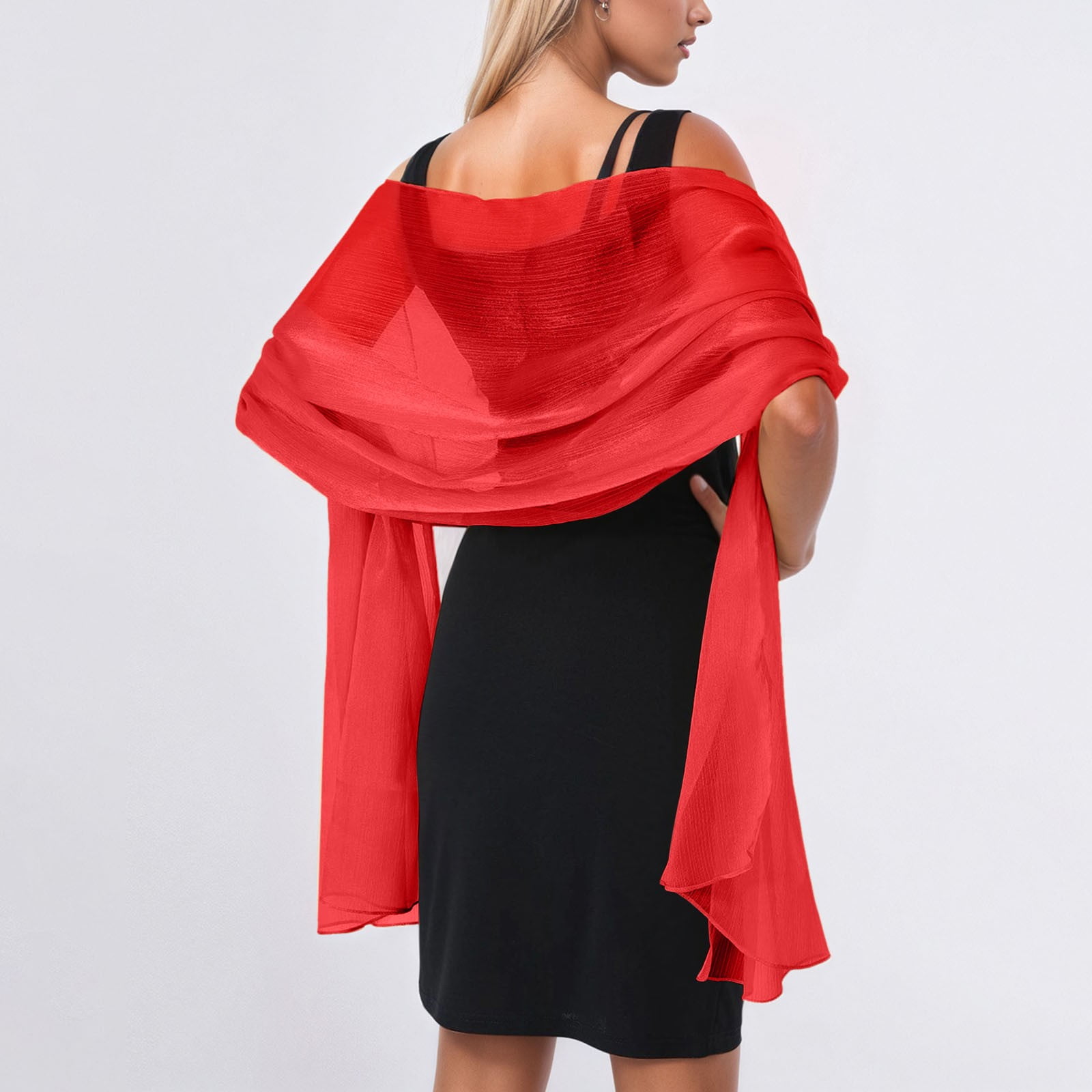 black dress red scarf Scarf-Detail Strapless A-Line Mini Dress in Scarlet Red - 14 / Long main image 1