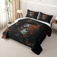 thumbnail image 3 of Homewish Gothic Sugar Skull Quilt King,Halloween King Coverlet Set,Orange Flower Butterfly Duvet,3pcs, 3 of 7