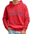 thumbnail image 2 of Men's Hoodies Pullover Europe America Fashion Casual Sports Letter Printing Long Sleeved Letter Fall Clothes Tops Hooded Sweatshirts Red XL, 2 of 4