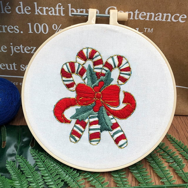 Christmas Embroidery Kit with Hoop 2024 Complete Beginner Friendly Needlecraft Set Including Threads and Tools for Adults Art Project