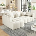 thumbnail image 5 of Harper & Bright Designs Modular Foam Sectional, Chenille 3 Seater Compressed Sofa, Free Combination Floor Sponge Couch with Deep Seating, 101.2", Beige, 5 of 18