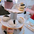thumbnail image 3 of Ounissouiy Soporte de pastel de 3 niveles, soporte de exhibición para magdalenas, magdalenas, festivales, bodas, aniversario, fiesta, mesa, bandeja de Kits de decoración para fiestas Azul claro Ounissouiy HA063183-04, 3 of 6