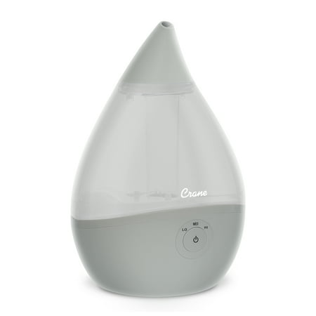 

Crane USA Droplet Ultrasonic Cool Mist Humidifier 0.5 Gallon 15 Hour Run Time Optional Vapor Tray 250 Sq. Ft. Coverage Gray