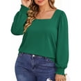 thumbnail image 4 of UVN Blouses for Women Square Neck Long Sleeve Shirts Dressy Casual Tunic Tops, 4 of 11