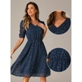 thumbnail image 2 of DARING DIVA Metallic Stars A-line Chiffon Dress L Navy Blue, 2 of 6