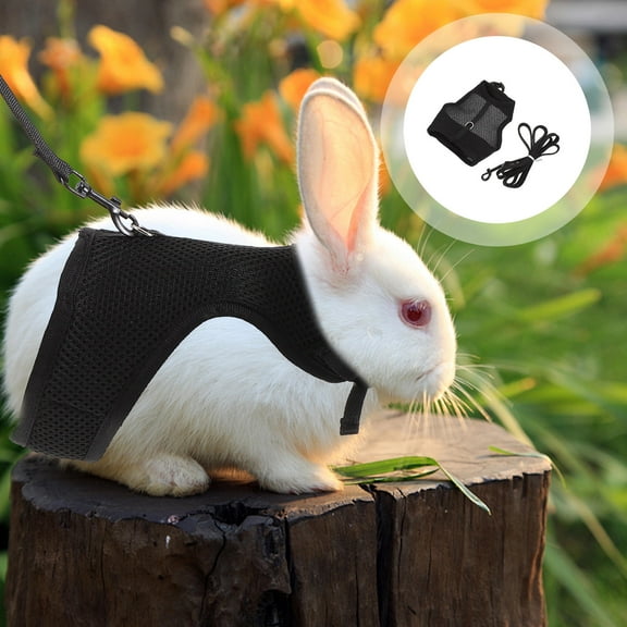 Pretyzoom Breathable Bunny Harness with Mesh Cloth for Pet Use Black Lightweight and Comfortable Fits Small Pets Perfect for Walks
