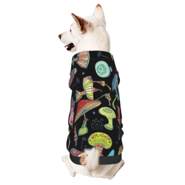 Fotbe Bright Mushrooms Sudadera con Estampado para Perros Pequeños – Suéter con Capucha para Mascotas, Tela Suave de Forro Polar con Bolsillo-X-Large