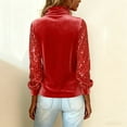 thumbnail image 5 of WULMLEO Sequin Tops for Women Dressy Casual Long Sleeve Sparkly Velvet Top Cowl Neck New Years Eve Outfits Quiet Luxury Clothes Red S, 5 of 5