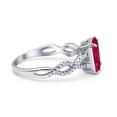 thumbnail image 2 of Art Deco Twisted Shank Infinity Emerald Cut Ruby CZ Ring Band 925 Sterling Silver Size 7, 2 of 5