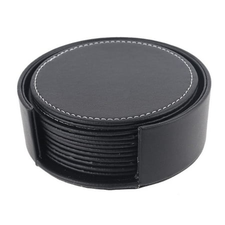 

TONKBEEY Coaster for Drinks 6pcs Leather Coasters with Holder Drink Coasters Mats Protect Furniture from Damage