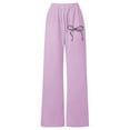thumbnail image 3 of LRen Girl's Sweatpants Bow Drawstring Elastic Waist Wide Straight Leg Pants High Waisted Casual Baggy Jogger Pants,10-11 Years,Z6-Purple, 3 of 5