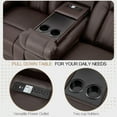 thumbnail image 3 of AECOJOY Reclining Sofa with 2 Console& Bluetooth Speakers, Manual RV Recliner Couch with USB Ports&4 Cup Holders, 2 Side Pockets Recliners on Clearance Home Theater Seating, Faux Leather in Brown, 3 of 8
