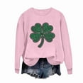 thumbnail image 4 of TKLPEHG Women's St Patricks Day Sweatshirts Long Sleeve Shamrock Heart Printed Pullover Irish Crewneck Casual Loose Tops (Pink,L), 4 of 7