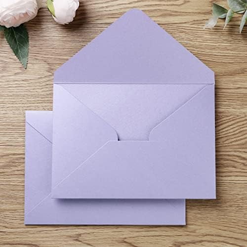 50 PCS/Pack Sparkle Lilac A7 Envelopes, 5.25 x 7.48'' Light Purple 5 x 7 Envelopes Perfect For Wedding Invitations Cards, Christmas Gift Cards, Acrylic Invitations, Photos