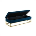 thumbnail image 2 of Xukmct Velvet Storage Bench with Metal Base, Storage Ottoman for Home, Bedroom, Living Room, Navy Blue, 2 of 8