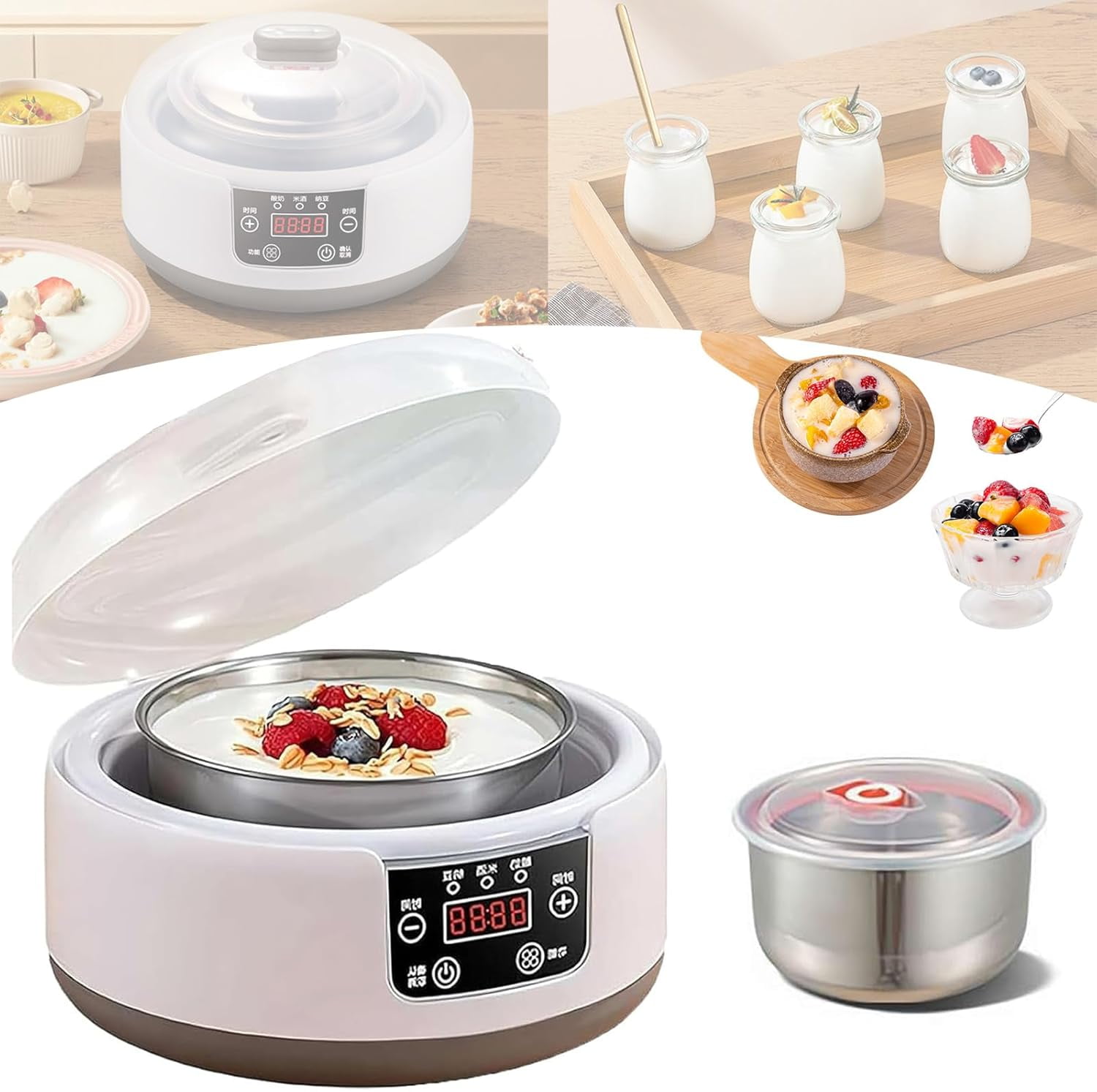 Macchina Per Yogurt Con Timer 36 Ore E Controllo Temperatura - Capacità 1600 Ml, Display LED